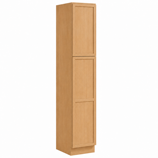 Slim Shaker Oak 18”W x 24"D Pantry Cabinet – 2 Doors (Upper & Lower)