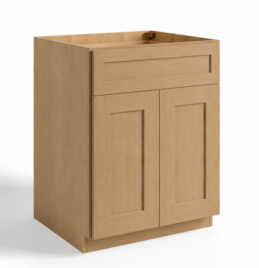 English Toffee Shaker 24"D Base Cabinet with Double Doors & Single Drawer