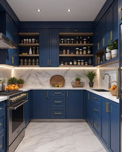 Navy Blue Shaker Base Cabinet Single Door One Drawer