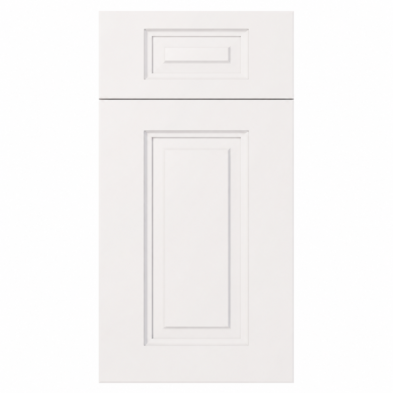 White cabinet door with a simple design on a white background ( USA Cabinets Outlet )