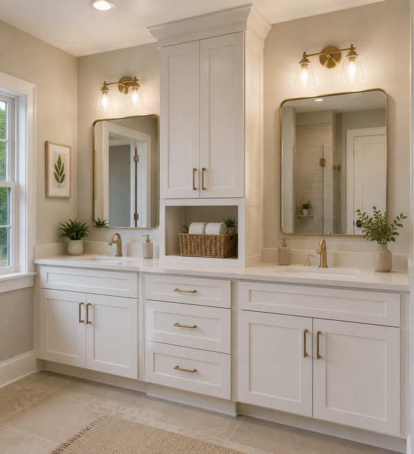 White shaker vanity bathroom cabinets