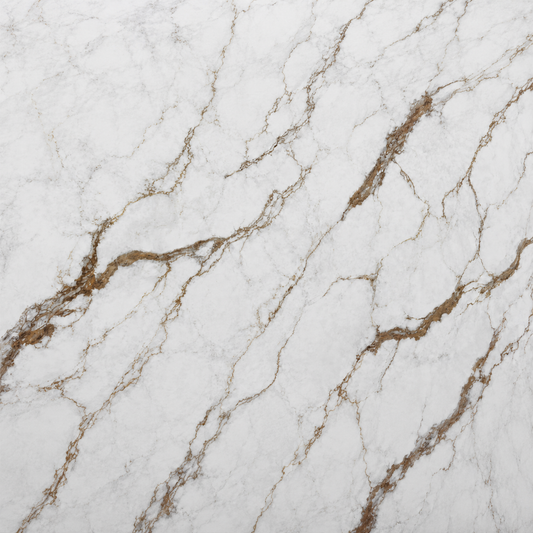 White marble texture with elegant brown and gray veining running diagonally across the surface | USA Cabinets Outlet 