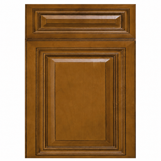 Brown cabinet door with decorative molding on a white background | USA Cabinets Outlet |