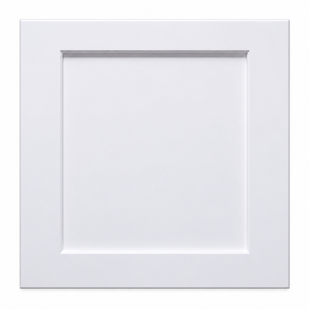 Compact square Classic White Shaker mini sample door showing paint finish and recessed frame profile by USA Cabinets Outlet.