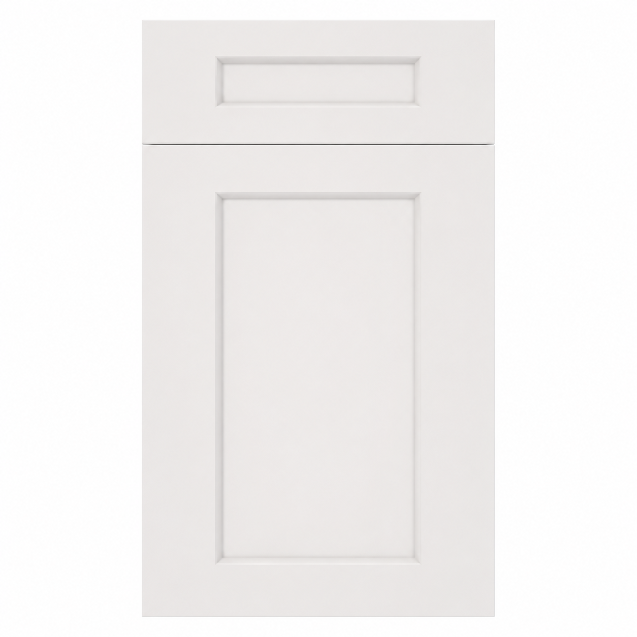 White cabinet door with a rectangular cutout on a white background ( USA Cabinets Outlet