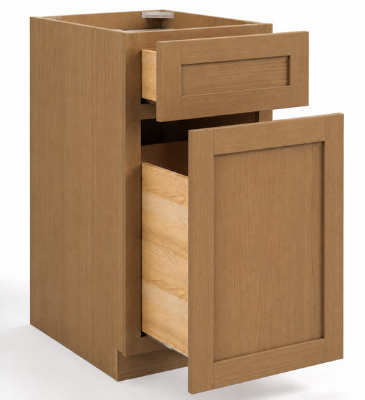 English Toffee Shaker  18"W Trash Base Cabinet