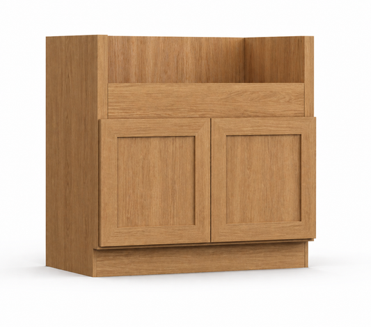English Toffee Shaker Farmhouse Sink Base Cabinet – 2 Doors