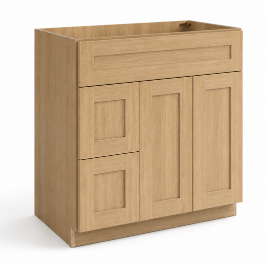 English Toffee Shaker Vanity Combo Cabinet with 2 Left Drawers