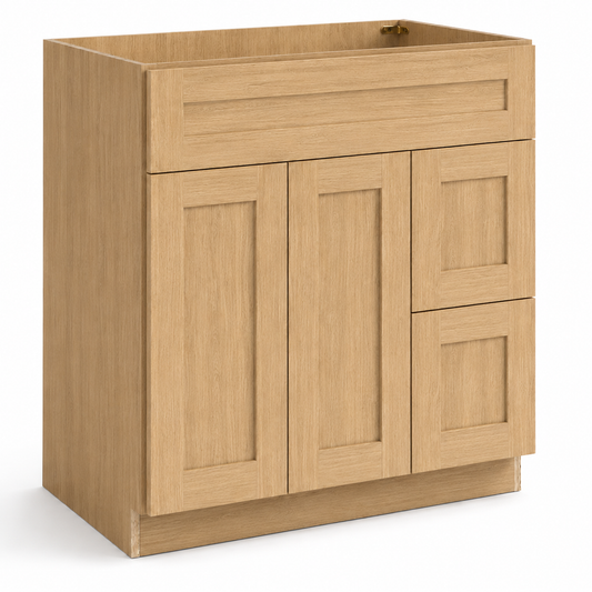 English Toffee Shaker Vanity Combo Cabinet with 2 Right Drawers