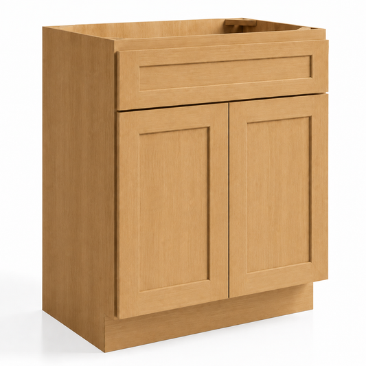 Wooden cabinet with two doors and a drawer on a white background|USA Cabinets Outlet |