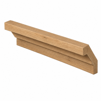 A light brown wooden shelf bracket or ledge piece with a natural oak wood grain finish, shown on a plain white background | USA Cabinets Outlet 