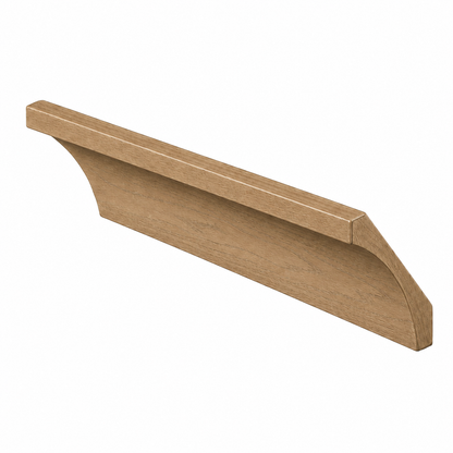 A single wooden shelf bracket or corbelseal in a light oak finish, shown from an isometric angle on a plain white background | USA Cabinets Outlet 