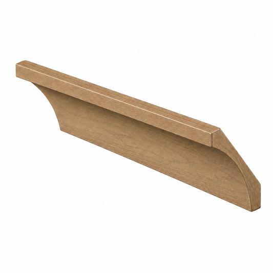 A single wooden shelf bracket or corbelseal in a light oak finish, shown from an isometric angle on a plain white background | USA Cabinets Outlet 