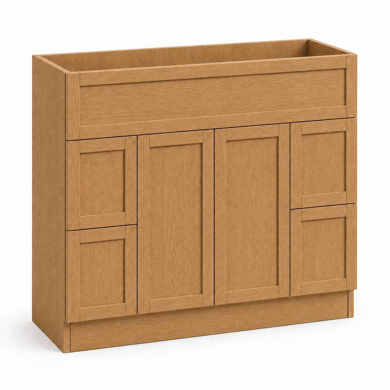 English Toffee Shaker 60"W Single Sink Vanity Drawer Base Cabinet