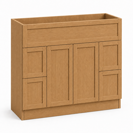 English Toffee Shaker 60"W Single Sink Vanity Drawer Base Cabinet | USA Cabinets Outlet