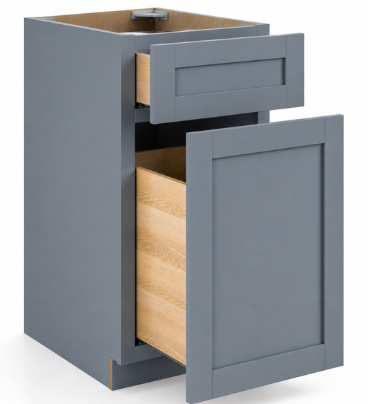 Gray Shaker  18"W Trash Base Cabinet