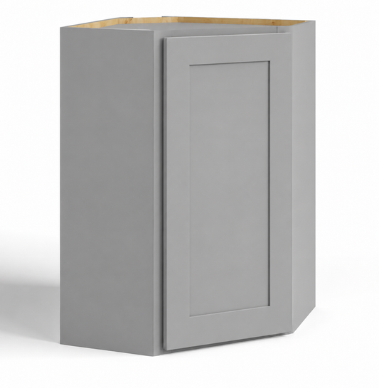 Gray Shaker Wall Diagonal Corner Cabinet – 24"W × 12"D