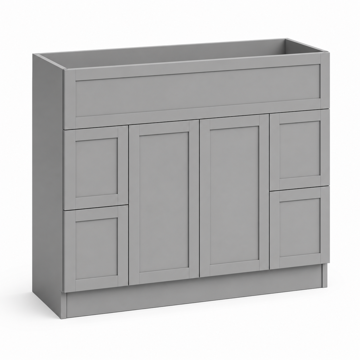 Gray Shaker 60" Single Sink Vanity Drawer Base Cabinet