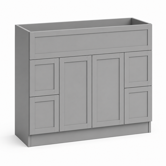 Gray Shaker 60"W Single Sink Vanity Drawer Base Cabinet