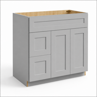 Gray Shaker Vanity Combo Cabinet with 2 Left  Drawers