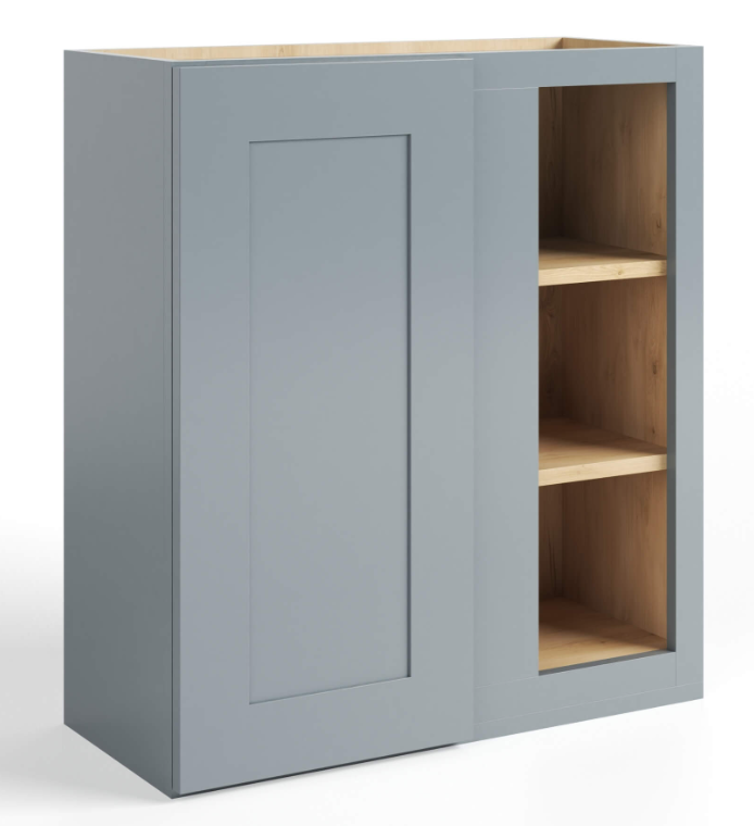 Gray Shaker Wall Blind Corner Cabinet – 27"W × 12"D