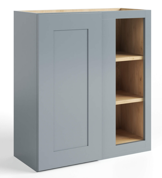 Gray Shaker Wall Blind Corner Cabinet – 27"W × 12"D