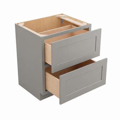 Gray Shaker 2 Drawer Base Cabinet