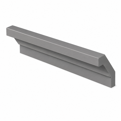 A long, rectangular gray metal or plastic trim piece with a stepped, beveled top edge, shown on a plain white background | USA Cabinets Outlet 