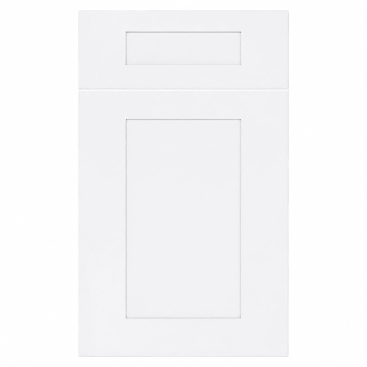 White cabinet door with a rectangular cutout on a white background ( USA Cabinets Outlet )