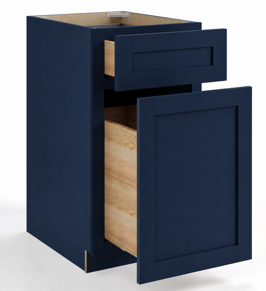 Navy Blue Shaker  18"W Trash Base Cabinet