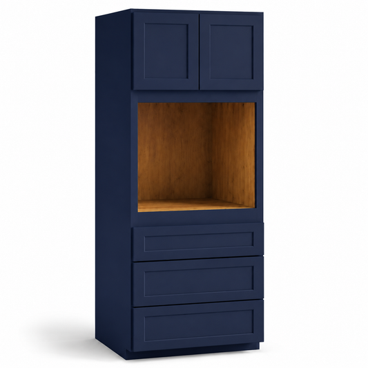 Navy Blue Shaker Oven Pantry Cabinet, 27" Deep, 3 Drawers – Kitchen Storage Cabinet