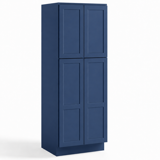 Navy Blue Shaker 24"W x 24"D Pantry Cabinet with 4 Doors — 2 Upper / 2 Lower