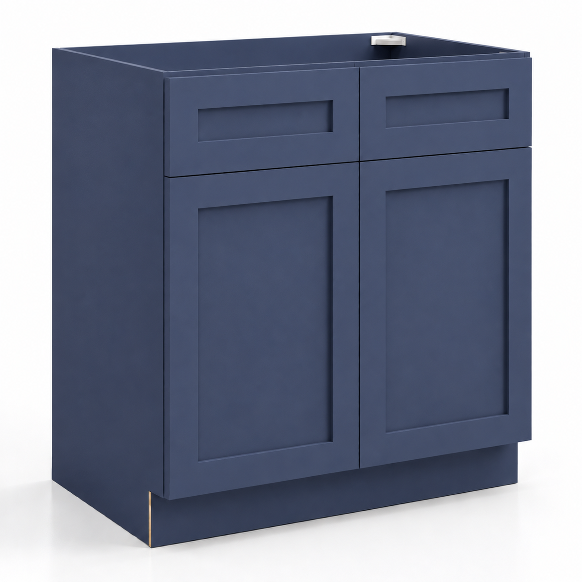 Navy Blue Shaker Double Vanity Sink Base Cabinet