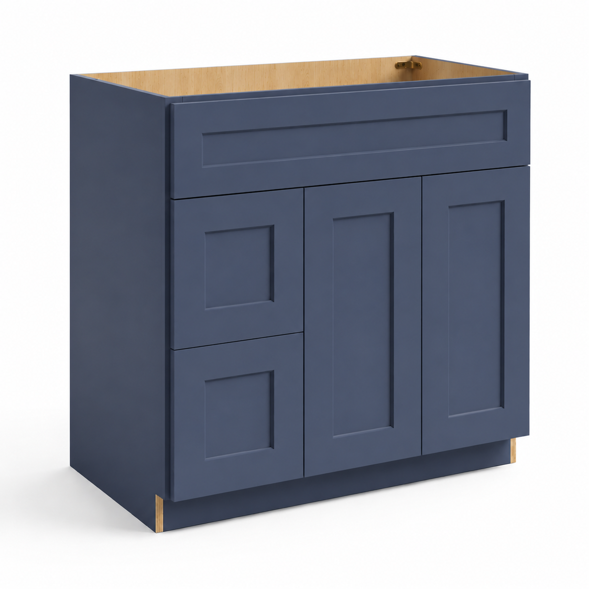 Navy Blue Shaker Vanity Combo Cabinet with 2 Left  Drawers