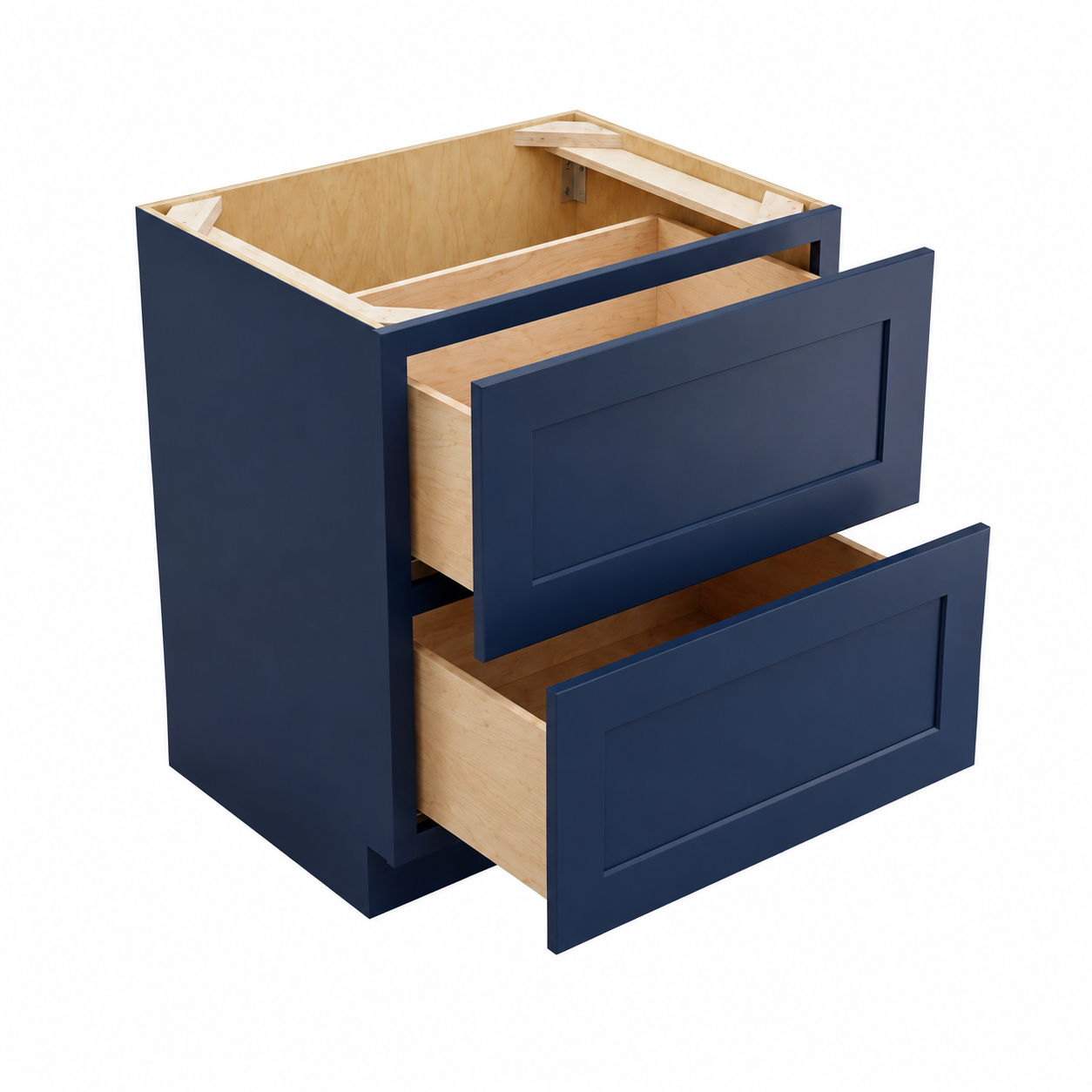 Navy Blue Shaker 2 Drawer Base Cabinet