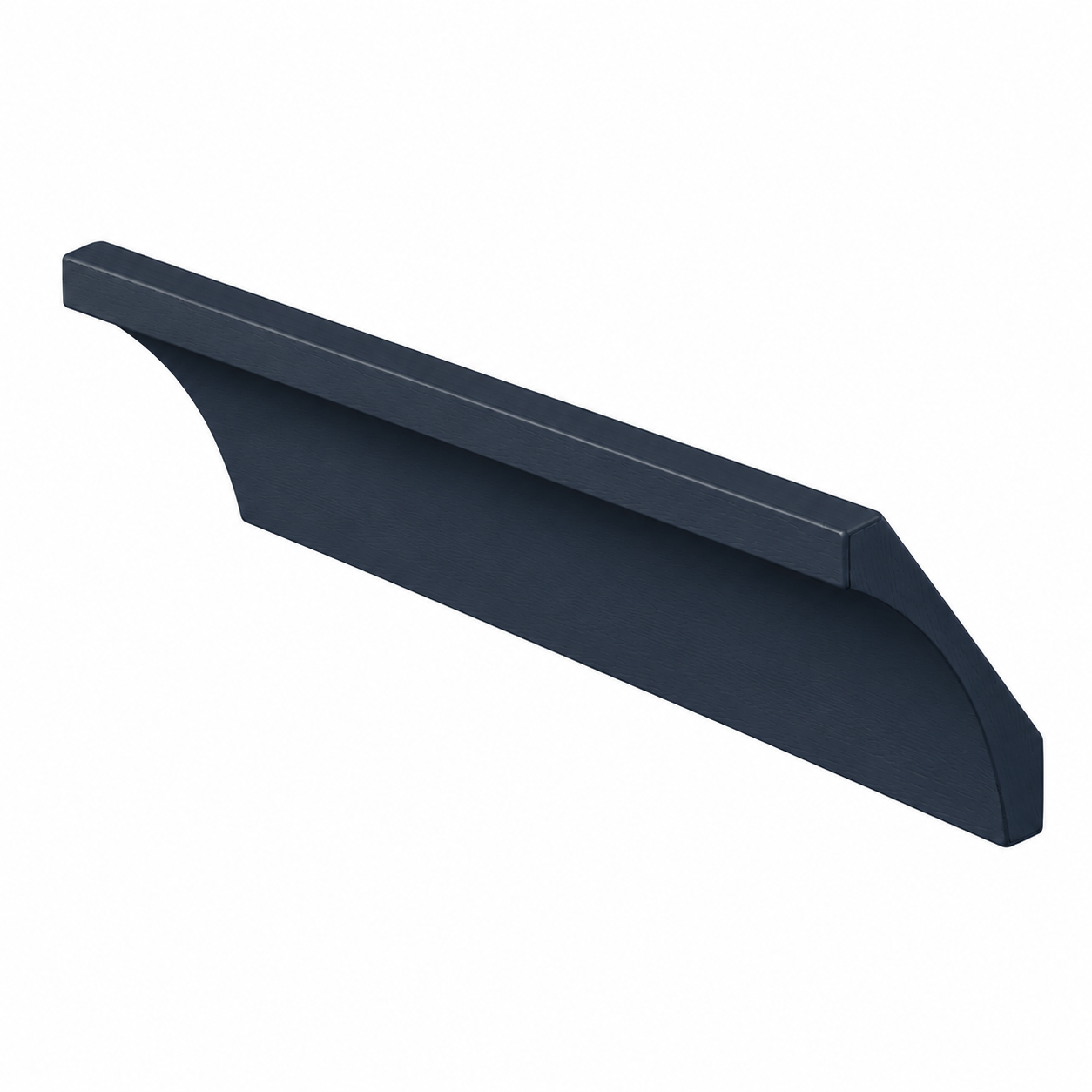 A single long, narrow dark navy hardware piece with a curved, bracket-like shape, shown on a plain white background | USA Cabinets Outlet 