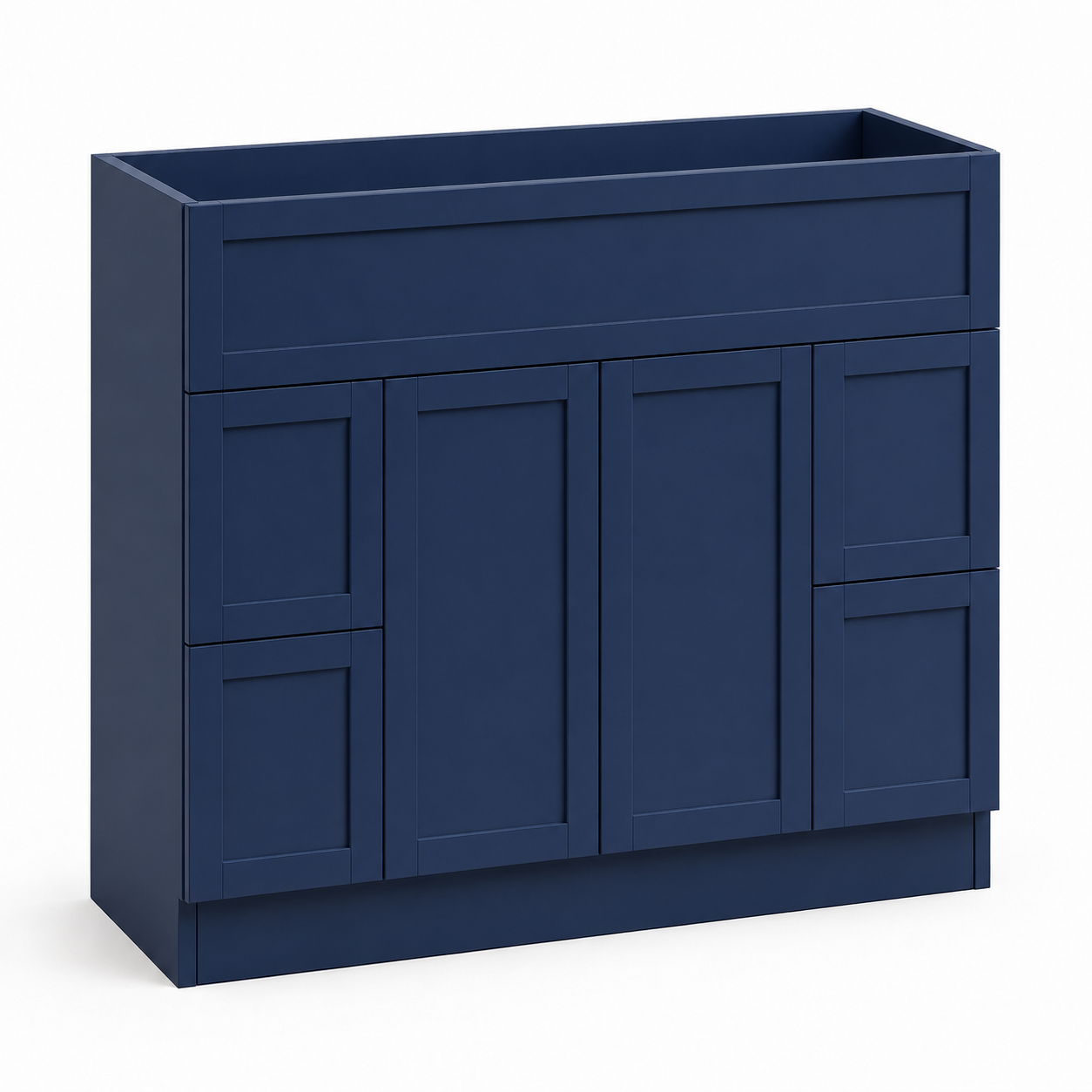 Navy Blue Shaker 60"W Single Sink Vanity Drawer Base Cabinet