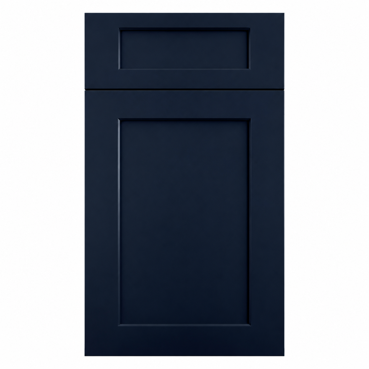 Dark blue cabinet door with a rectangular cutout on a white background |USA Cabinets Outlet |