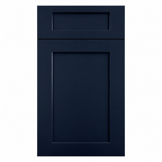 Dark blue cabinet door with a rectangular cutout on a white background |USA Cabinets Outlet |