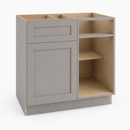 Gray Shaker Blind Corner Base Cabinet (L/R interchangeable)