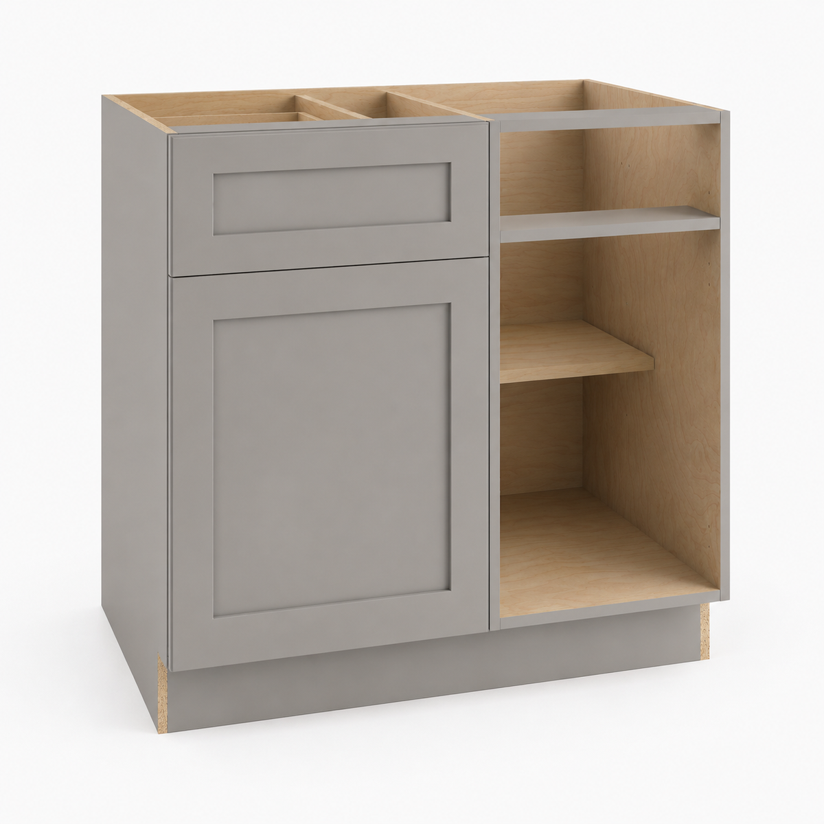 Gray Shaker Blind Corner Base Cabinet (L/R interchangeable)