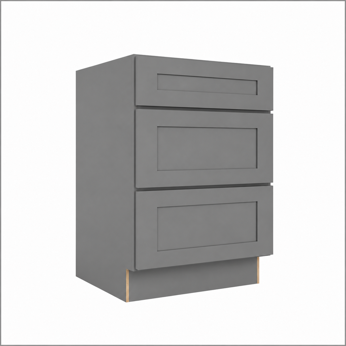 Gray Shaker Vanity Three Drawer Base Cabinet