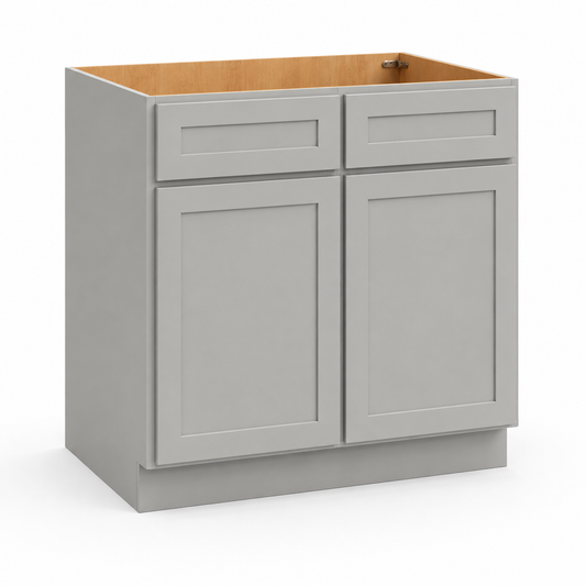 Gray Shaker Sink Base Cabinet – 2 Doors &  2 False Drawer