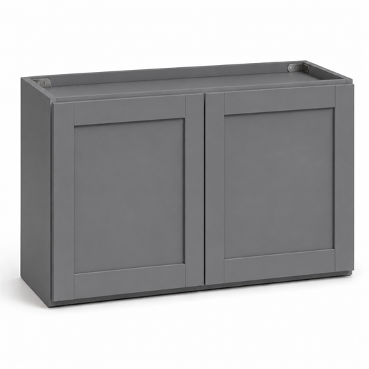 Gray cabinet with two doors on a white background | USA Cabinets  Outlet |
