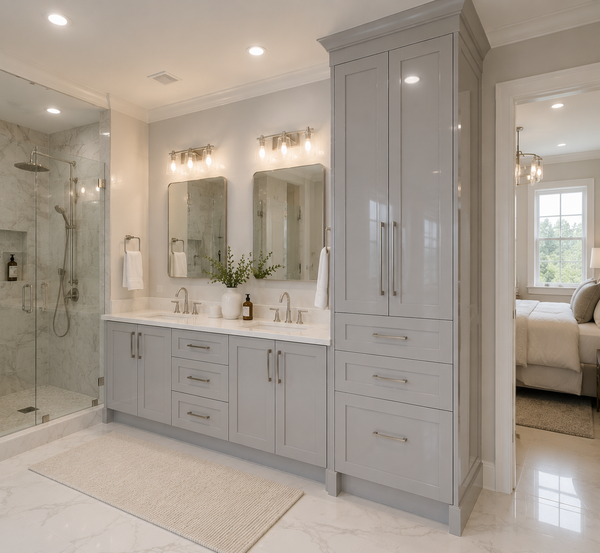 gray vanity bathroom