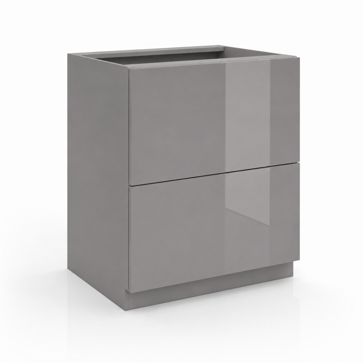 High Gloss Gray 2 Drawer Base Cabinet