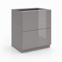 High Gloss Gray 2 Drawer Base Cabinet