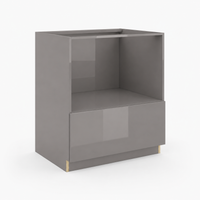 High Gloss Gray Microwave Wall Cabinet