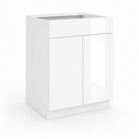High Gloss White Sink Base Cabinet – 2 Doors &  1 False Drawer