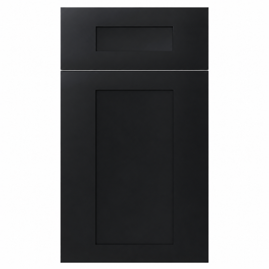 Black cabinet door with a rectangular cutout on a white background |USA Cabinets Outlet |